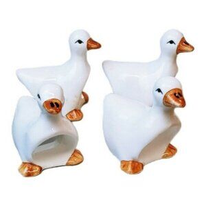 Duck Goose Ceramic Napkin Ring Holders Set Of 4 Country Style Farmhouse Decor